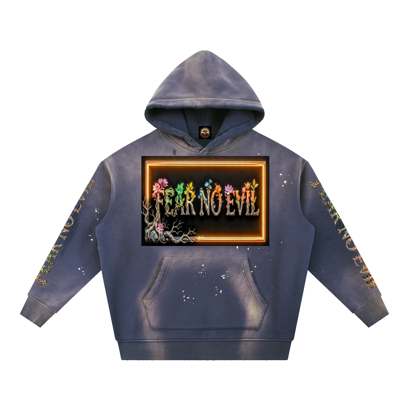 Vintage Washed Frayed Fleece Hoodie