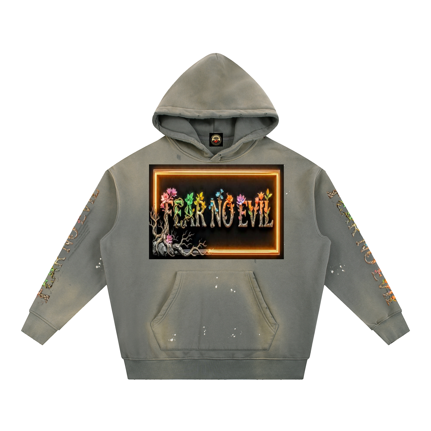 Vintage Washed Frayed Fleece Hoodie