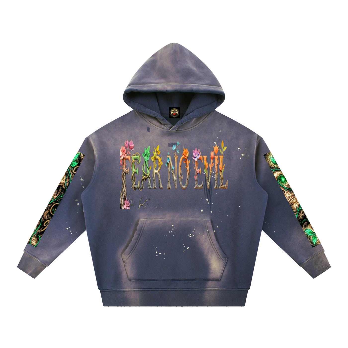 Vintage Washed Frayed Fleece Hoodie