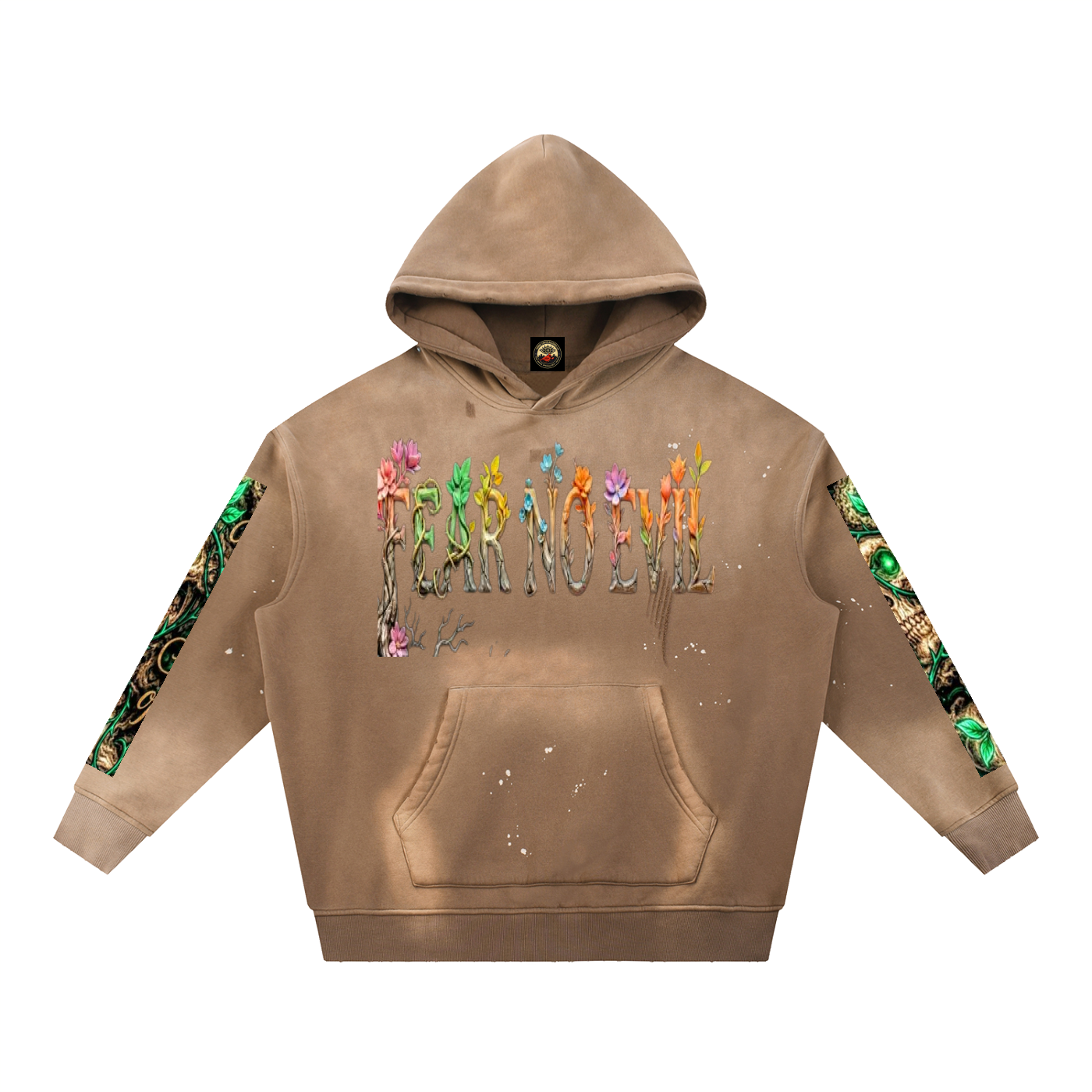 Vintage Washed Frayed Fleece Hoodie
