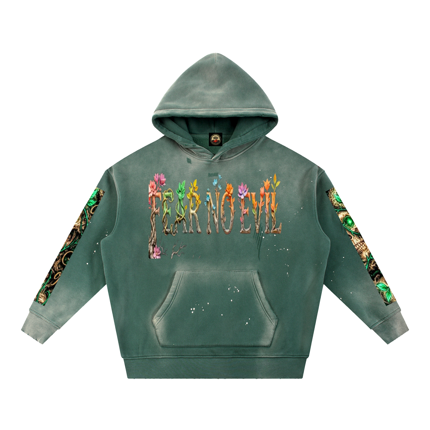 Vintage Washed Frayed Fleece Hoodie