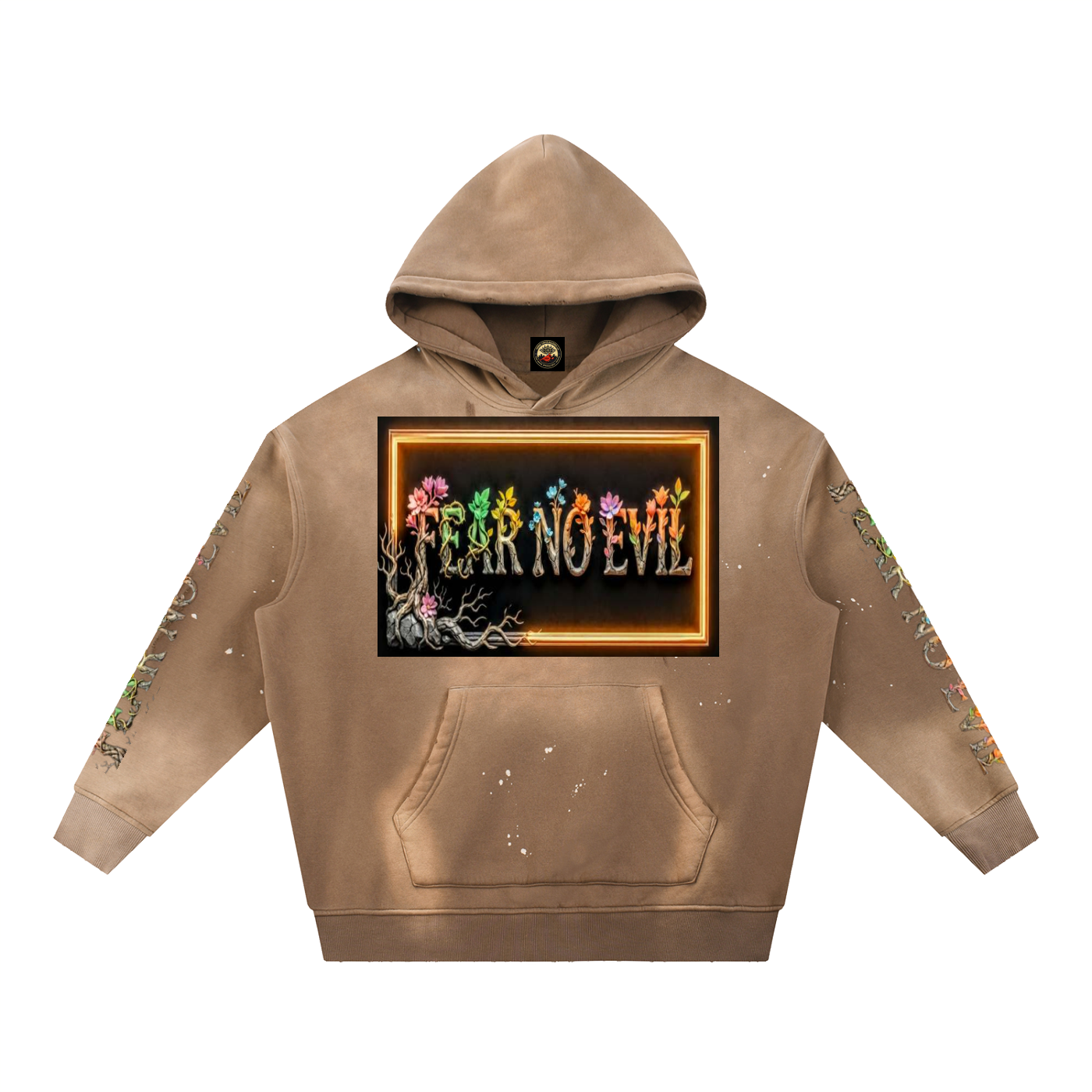 Vintage Washed Frayed Fleece Hoodie