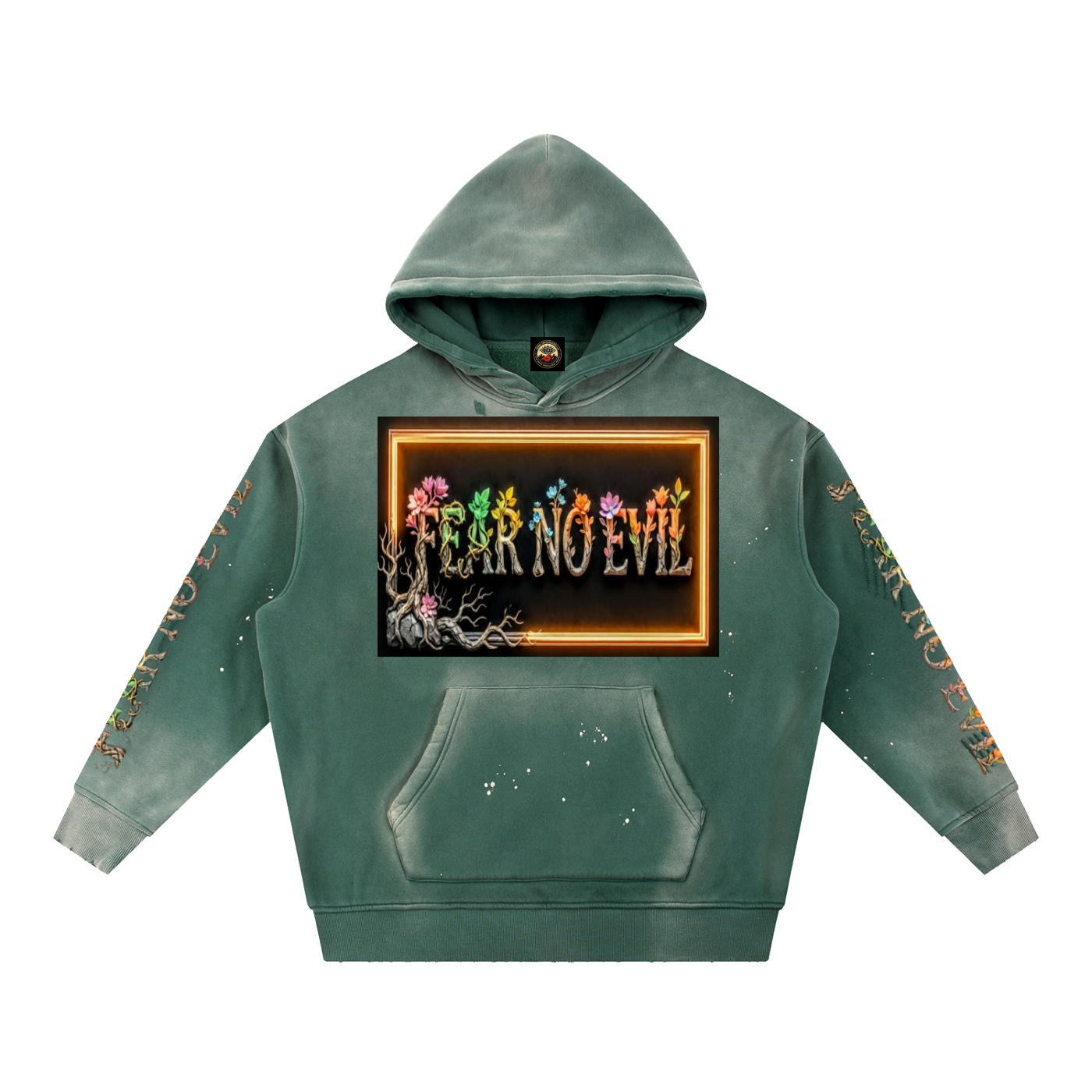 Vintage Washed Frayed Fleece Hoodie