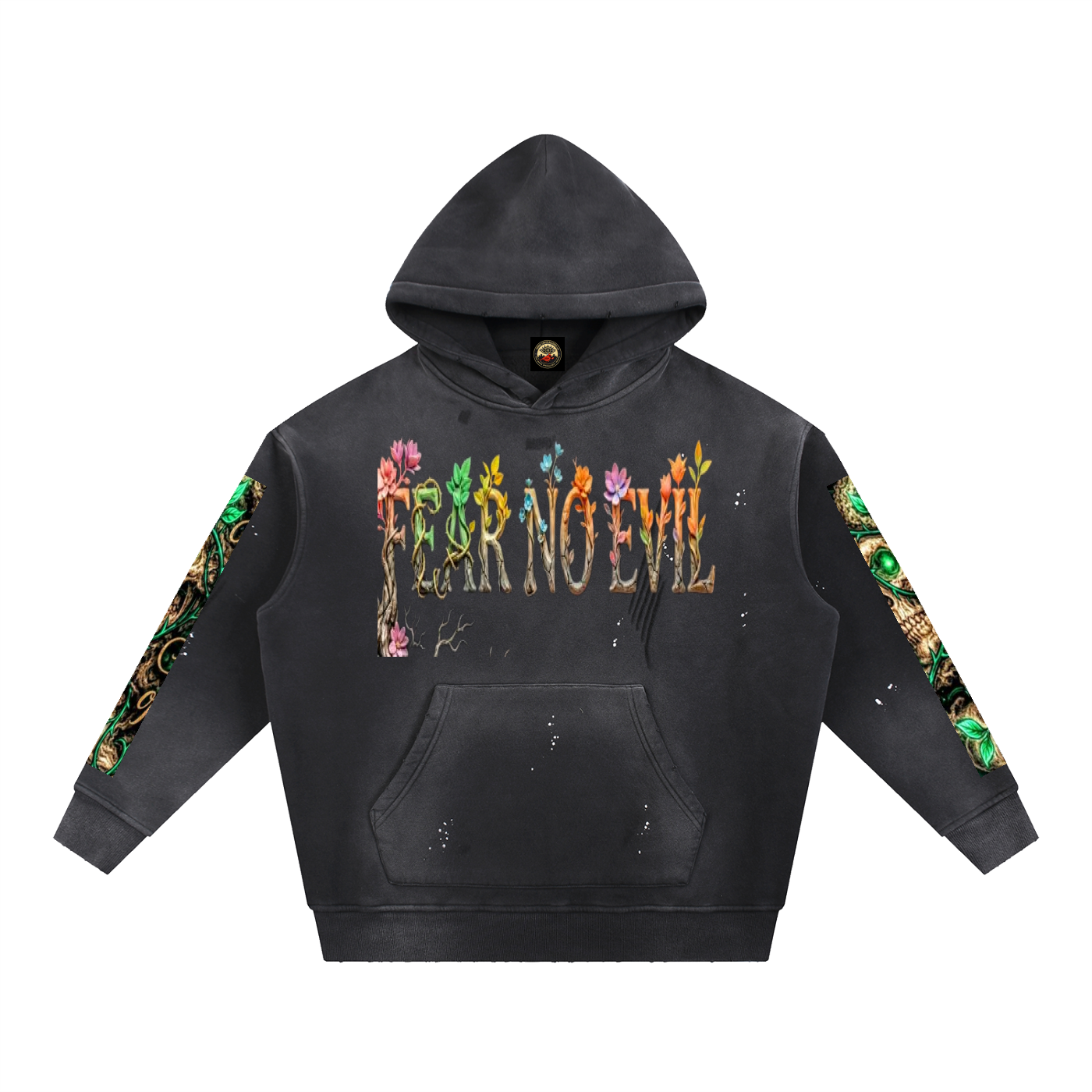 Vintage Washed Frayed Fleece Hoodie